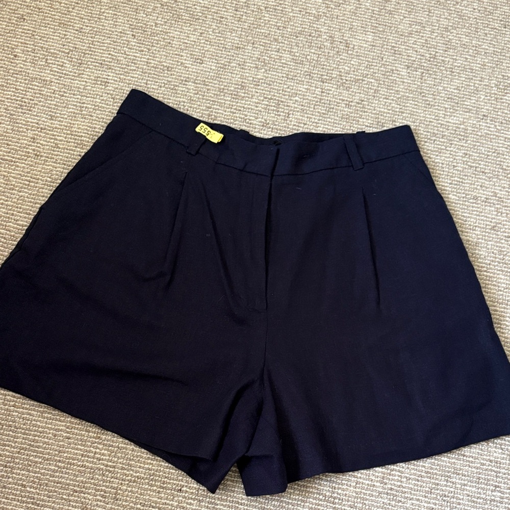 Zara Dark Blue Women's linen shorts